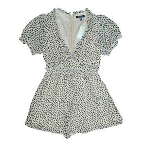 NEW NWT TRIXXI Francescas Tan Black Animal Print Romper Womens Size M Medium